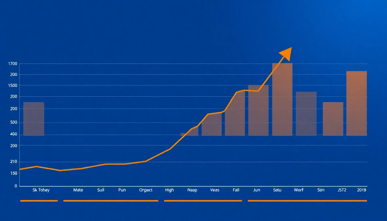 Aufsteigendes Zinsdiagramm, professionell, blau-orange